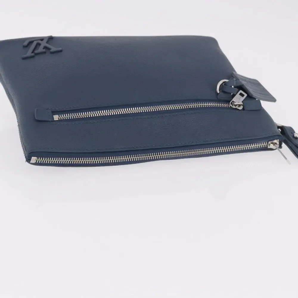Louis Vuitton Leather Takeoff Pouch Blue